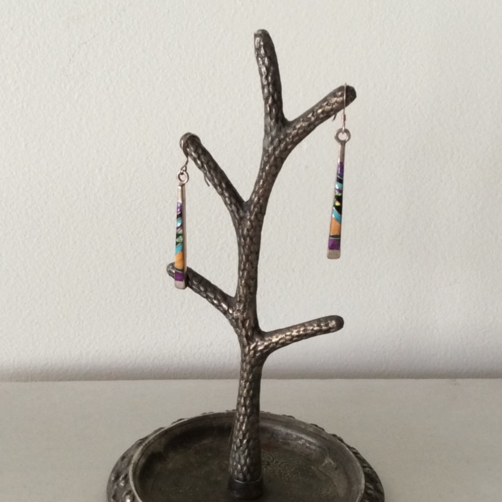 Navajo Native American Opal & Silver Earrings